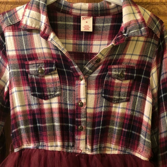 Adorable Girls size 10 Burgundy Plaid Tulle Dress - Picture 5 of 6